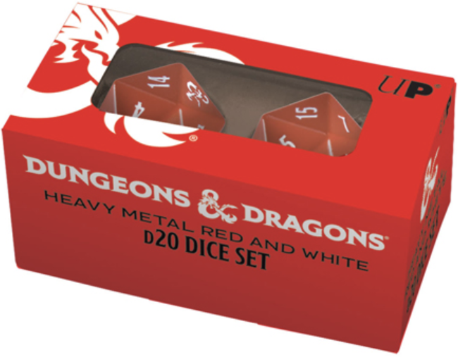 (image for) Ultra Pro - Dungeons & Dragons - Heavy Metal D20 Red and White Dice Set