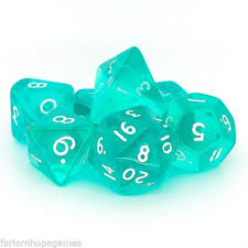 (image for) Aquamarine Gem Poly Dice Bag of 7