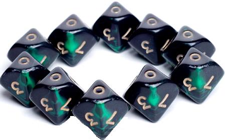 (image for) Oblivion Dice - D10 Black / Green