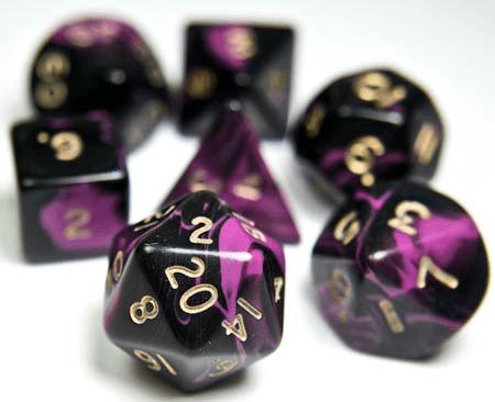 (image for) Oblivion Dice - Black / Purple Poly Set of 7