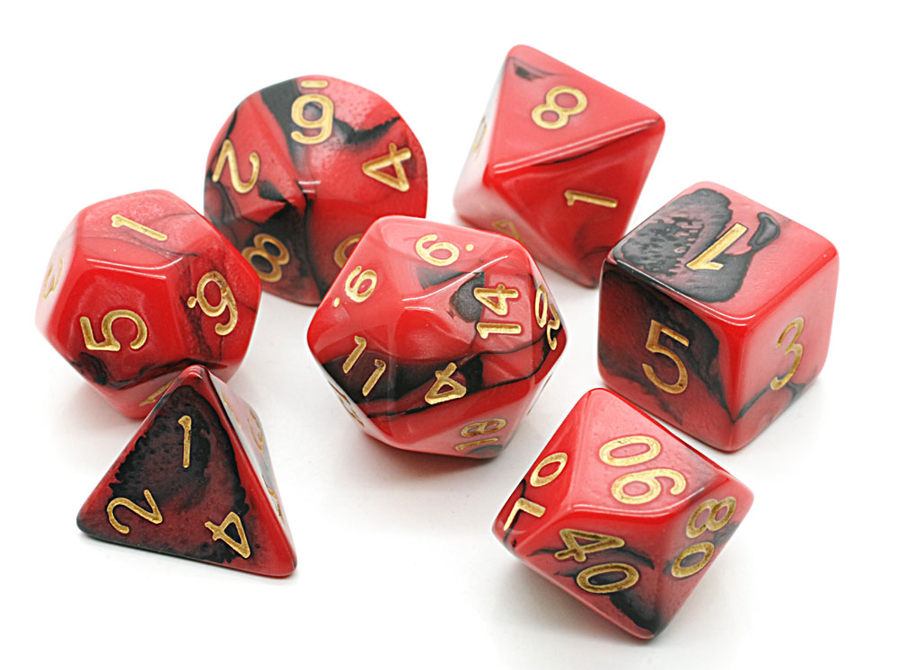 (image for) Oblivion Dice - Black / Red Poly Set of 7