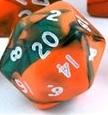 (image for) Toxic Dice: Orange / Green D20