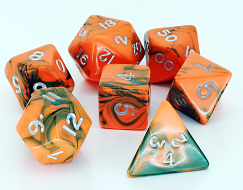 (image for) Toxic Dice: Orange/Green Poly bag of 7